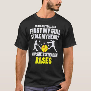 Softball papa meisje stal mijn hart stelen basisse t-shirt