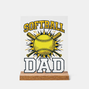 Softball Papa Vintage Gravure Shirt Ontwerp_1 Acryl Bord