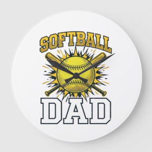 Softball Papa Vintage Gravure Shirt Ontwerp_1 Grote Klok