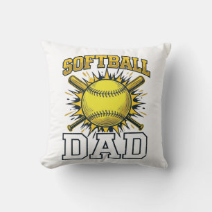 Softball Papa Vintage Gravure Shirt Ontwerp_1 Kussen
