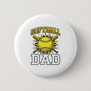 Softball Papa Vintage Gravure Shirt Ontwerp_1 Ronde Button 5,7 Cm