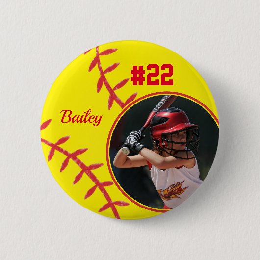 Softball Pin Name Jersey Number Photo Button (Voorkant)