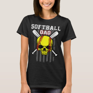 Softball Pitcher Hitter Catcher Skull Dad T-shirt