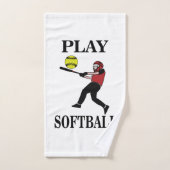 Softball Player Play Softball (Serviette à main)