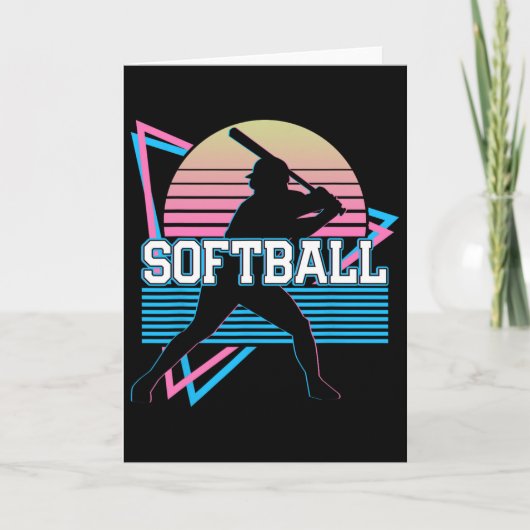 Softball Player Retro  Kaart (Voorkant)