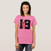 Softball Player Uniform Number 19 (Meisjes) Gift T-shirt (Voorkant volledig)