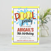 Softball Pool Party Verjaardag uitnodiging (Staand voorkant)