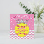 Softball Princess Softball Anniversaire Invitation (Debout devant)