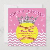 Softball Princess Softball Anniversaire Invitation (Devant)