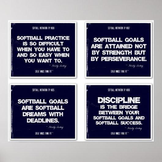 Softball Quottes Blue Collage 5-8 Poster (Voorkant)