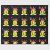 Softball Santa Hat Reindeer-kerstlampjes Funny Cadeaupapier (Vlak)