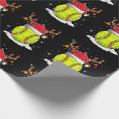 Softball Santa Hat Reindeer-kerstlampjes Funny Cadeaupapier (Hoek)