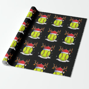 Softball Santa Hat Reindeer-kerstlampjes Funny Cadeaupapier