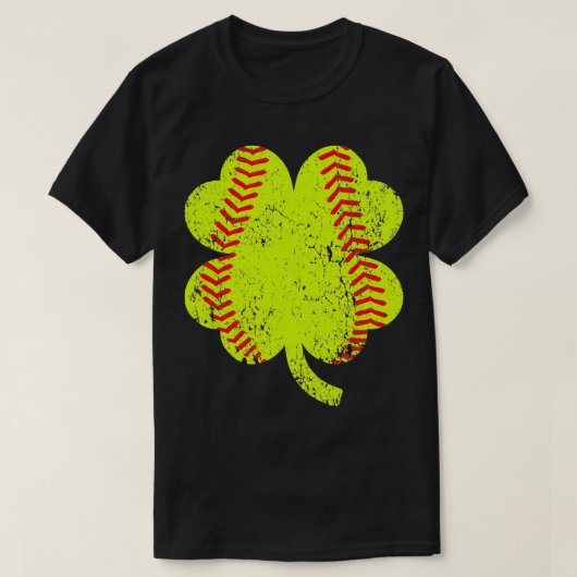 Softball Shamrock Four Leaf Clover St Patricks Day T-shirt (Design voorkant)