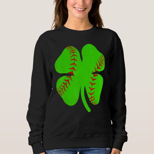 Softball Shamrock Lucky Clover Irish St Patrick's  Trui (Voorkant)
