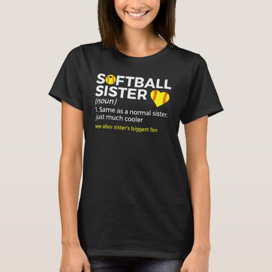 Softball Sister Definition Sister's Biggest Fan T-shirt (Voorkant)