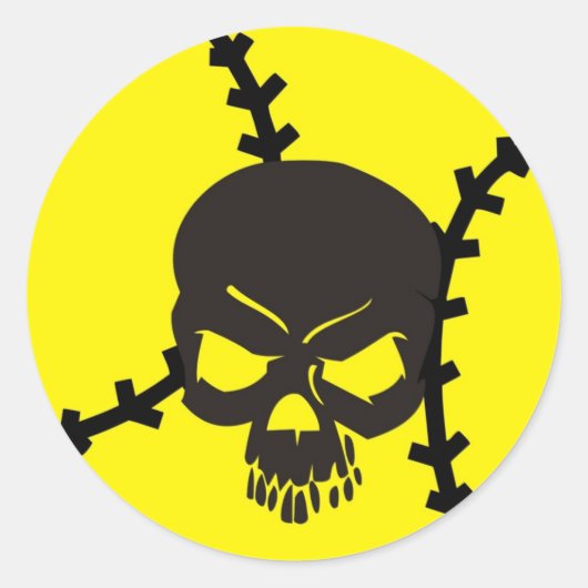 softball Skull Ronde Sticker (Voorkant)