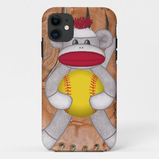 Softball Sock Monkey iPhone of Smart Phone Case