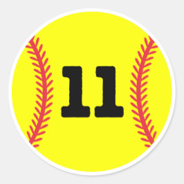Softball Speler Jersey Favoriete Nummer #11 Ronde Sticker