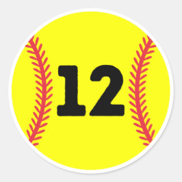 Softball Speler Jersey Favoriete Nummer #12 Ronde Sticker