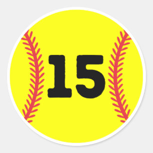 Softball Speler Jersey Favoriete Nummer #15 Ronde Sticker