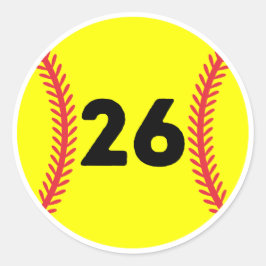 Softball Speler Jersey Favoriete Nummer #26 Ronde Sticker