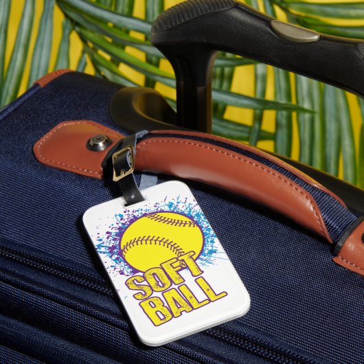 Softball Splatter Bagagelabel (Voorkant Insitu 1)