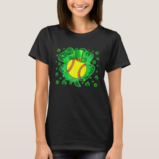 Softball St Patricks Day Leprechaun Shamrock Boys  T-shirt (Voorkant)