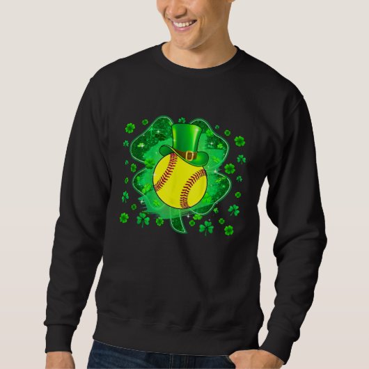 Softball St Patricks Day Leprechaun Shamrock Boys Trui (Voorkant)