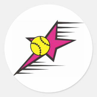 Softball Star Ronde Sticker