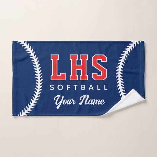 Softball Stitches Custom Sport Towel Team Initials (Serviette à main)