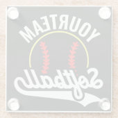 Softball Team Speler VOEG NAAM TOE Personalized Le Glazen Onderzetter (Achterkant)