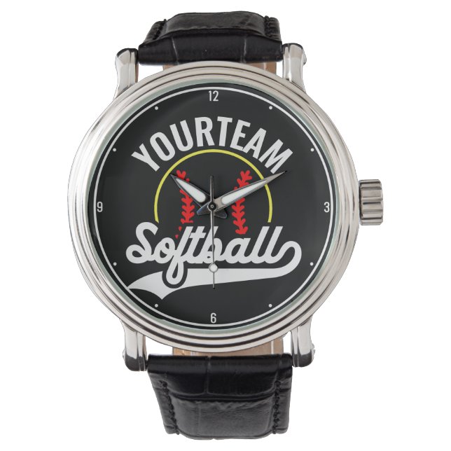 Softball Team Speler VOEG NAAM TOE Personalized Le Horloge (Voorkant)