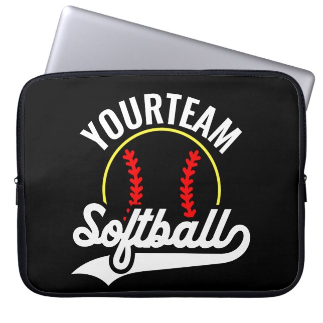 Softball Team Speler VOEG NAAM TOE Personalized Le Laptop Sleeve (Voorkant)