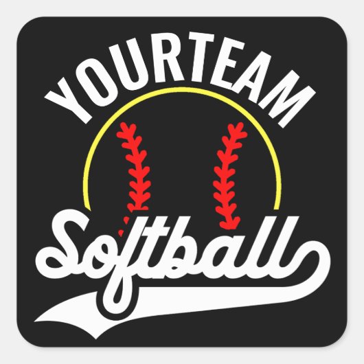 Softball Team Speler VOEG NAAM TOE Personalized Le Vierkante Sticker (Voorkant)