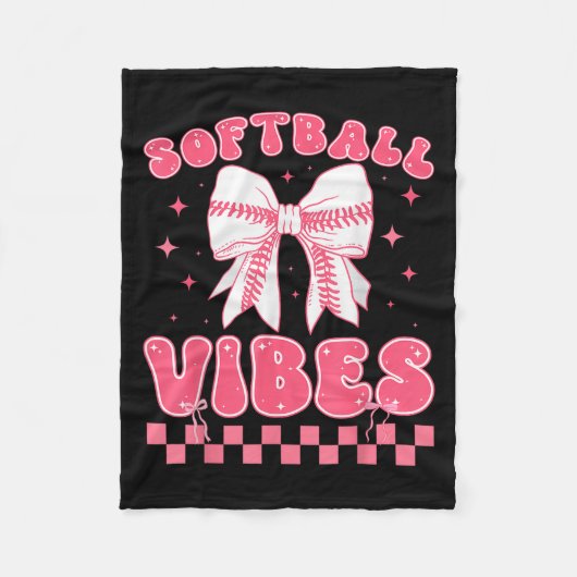 Softball Vibes Softball Couqette Groovy Softball G Fleece Deken (Voorkant)