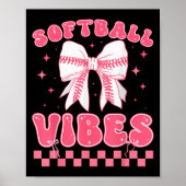 Softball Vibes Softball Couqette Groovy Softball G Poster (Voorkant)