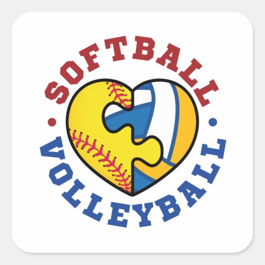 Softball Volleyball Vierkante Sticker (Voorkant)