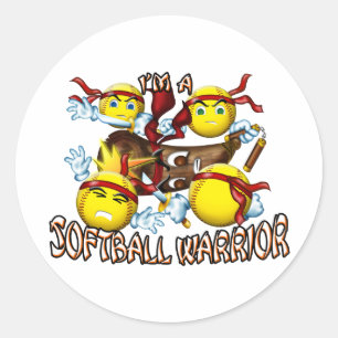 Softball Warrior Ronde Sticker
