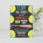 Softball Waterslide Anniversaire Fête Invitation (Debout devant)