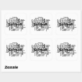 Softball Word Cloud Vierkante Sticker (Vel)