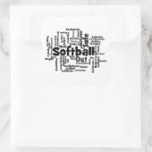 Softball Word Cloud Vierkante Sticker (Tas)