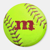 Softball Yellow Fast Pitch Monogramme Aimant initi (Devant)