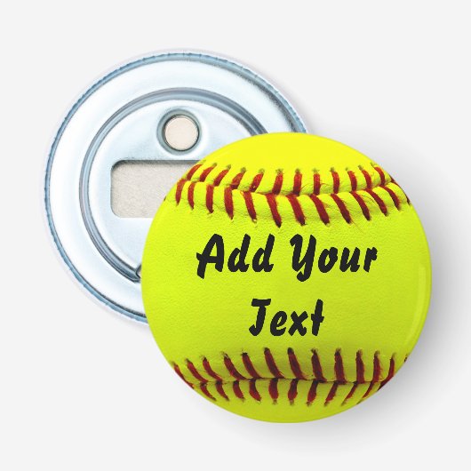 Softball Yellow Softball Sportteam coach Button Flesopener (Voorkant)