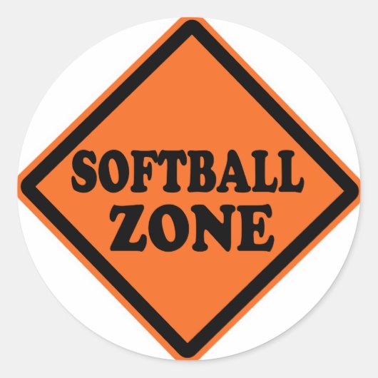Softball Zone Road Sign Ronde Sticker (Voorkant)