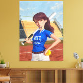 Softbalmeisje Canvas Afdruk (Insitu (Woonkamer))