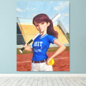 Softbalmeisje Canvas Afdruk (Insitu (Houten vloer))