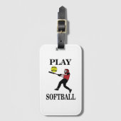 Softbalspeler speelt softbal bagagelabel (Voorkant (verticaal))