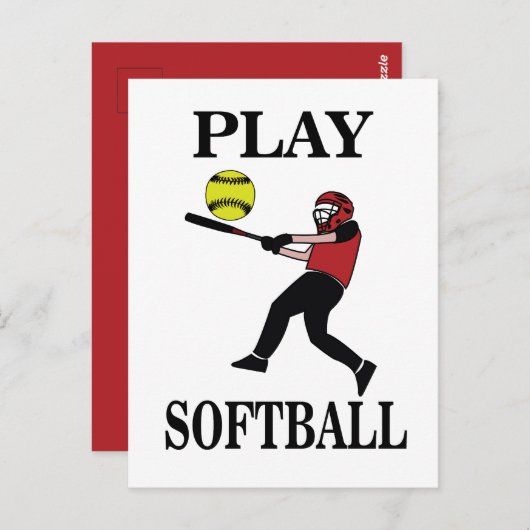 Softbalspeler speelt softbal briefkaart (Voorkant / Achterkant)