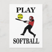Softbalspeler speelt softbal briefkaart (Voorkant)